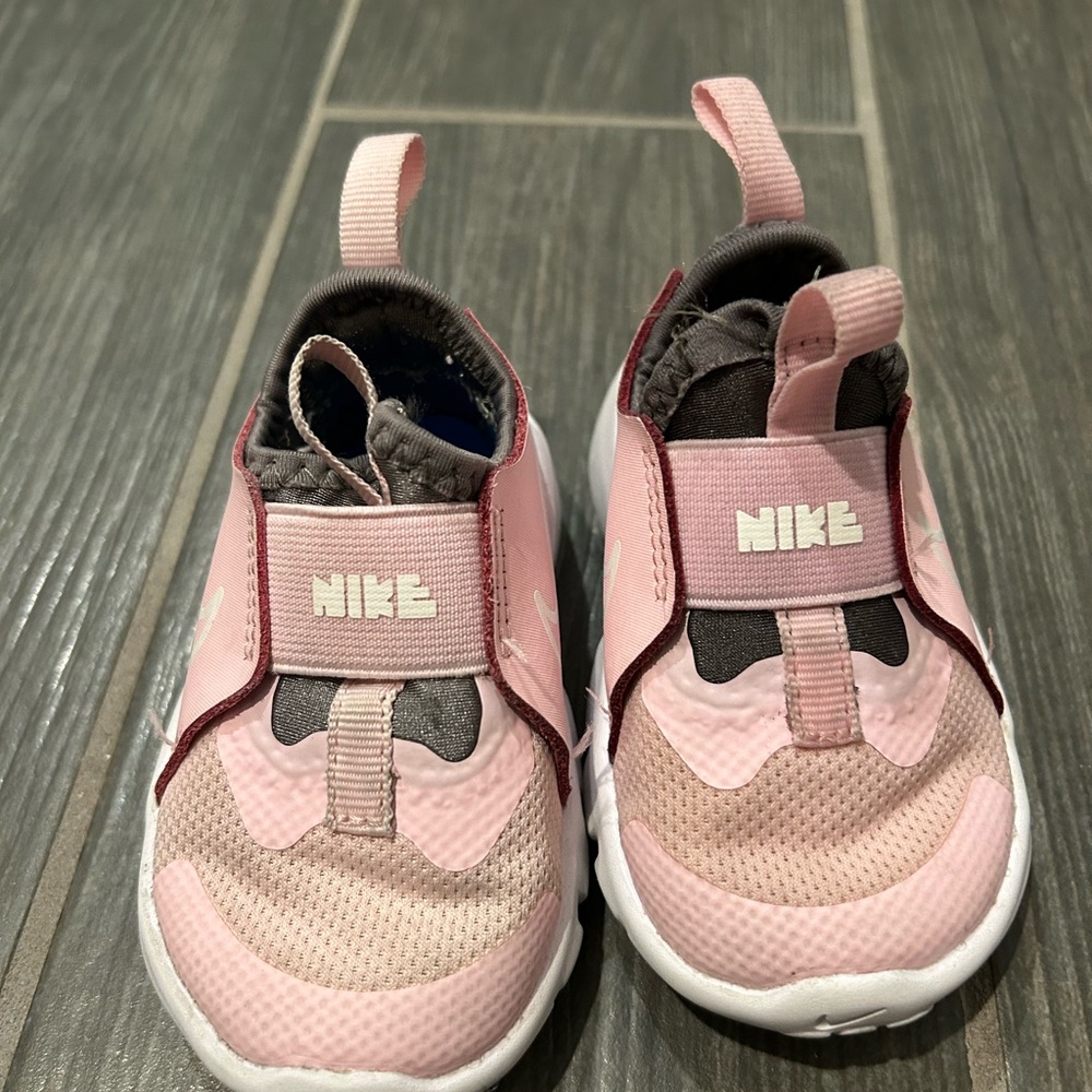 Nike Flex Kids Pink and Gray Slip-On Sneakers